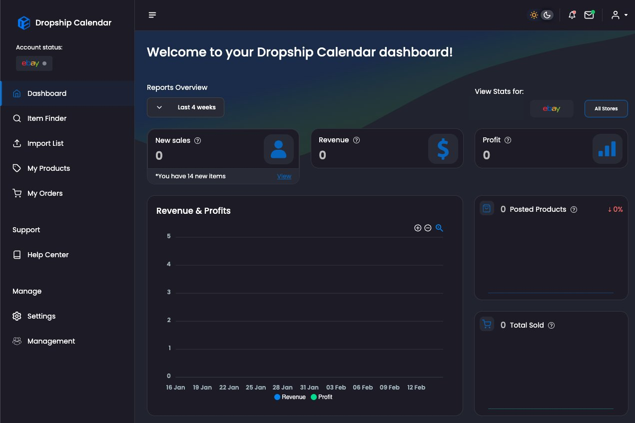 Dropship Calendar Portal Dashboard