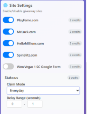 SweepsEdge Auto-Claim Settings - How to configure automatic code claiming for Stake.us
